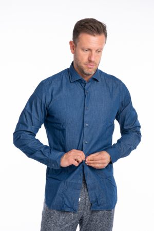 Camicia chambray bott.blu