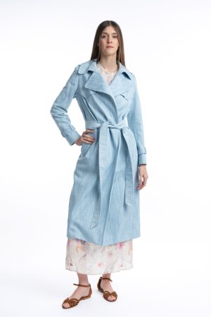 Trench Carola lungo in denim