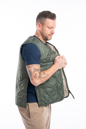 Gilet piuma con zip scollo V