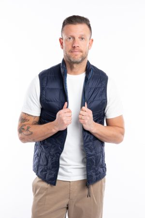 Gilet piuma con zip e collo