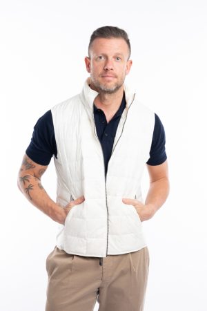 Gilet piuma con zip e collo