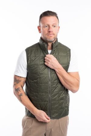 Gilet piuma con zip e collo