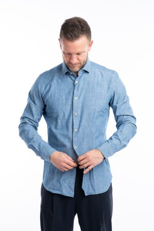 Camicia chambray bott.metallo