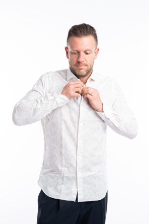 Camicia Fantasia pois lino/cot